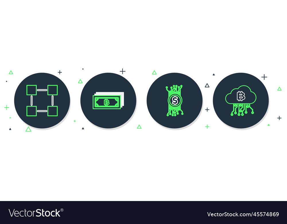 Set line cryptocurrency bitcoin circuit vector image Set line cryptocurrency bitcoin circuit