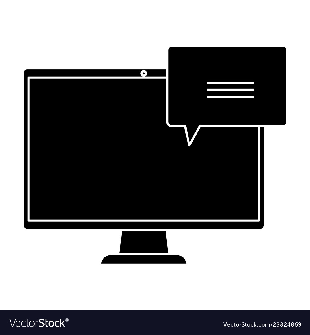 Silhouette computer with speech bubble