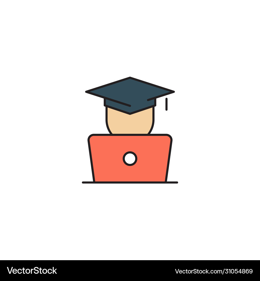 Student studying on laptop icon symbol isolated Vector Image