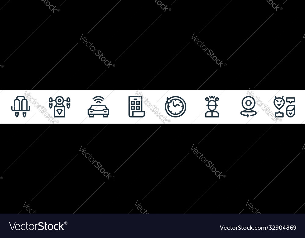 Technology future line icons linear set vector image Technology future line icons linear set