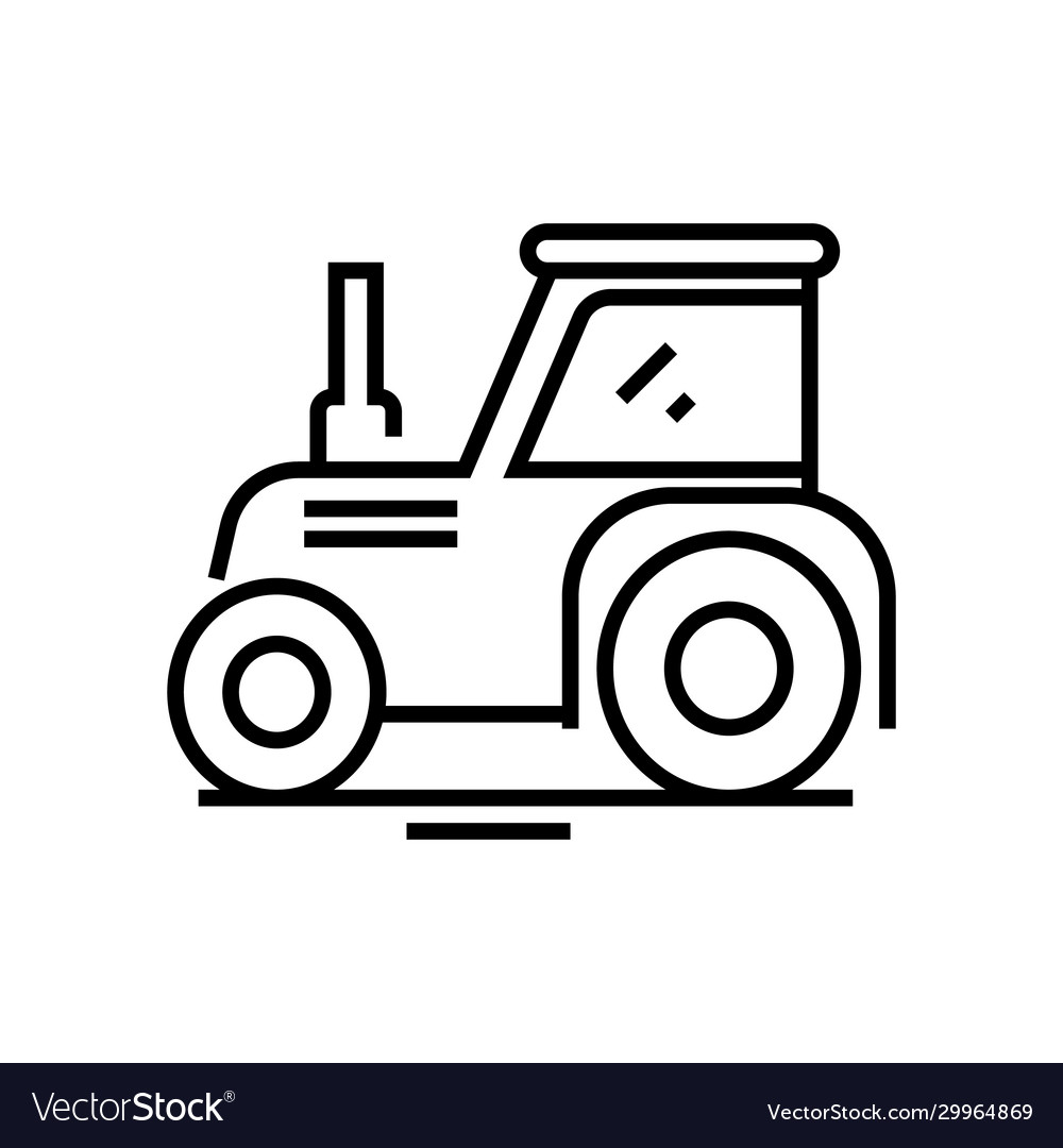 Tractor line icon concept sign outline Royalty Free Vector