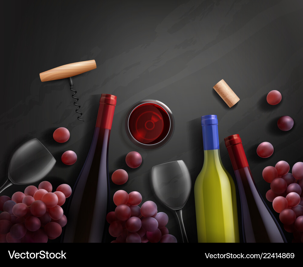 Wine realistic composition Royalty Free Vector Image
