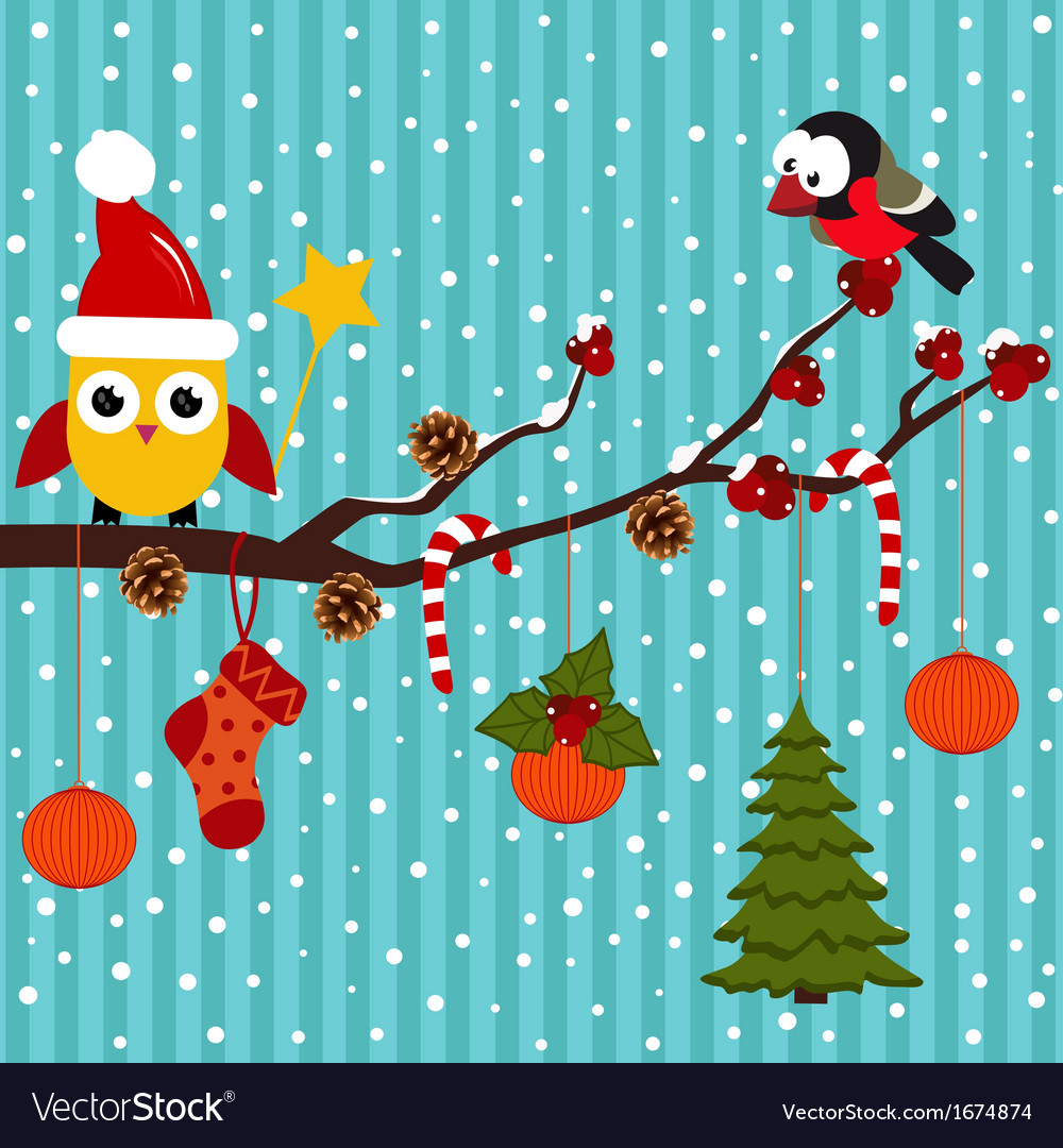 birds are celebrating christmas in the forest vector image christmas in the forest