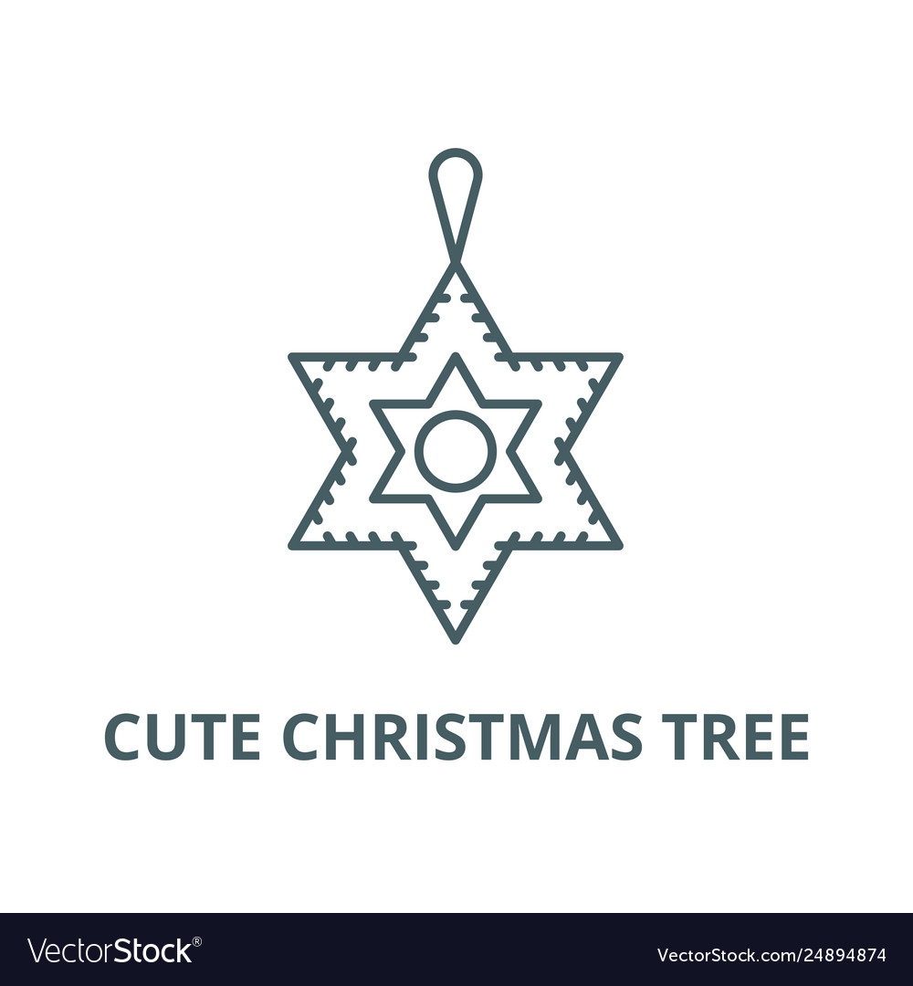 Cute christmas tree line icon