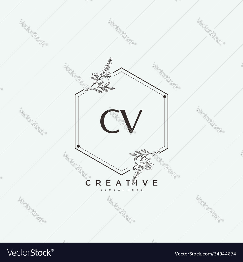 Cv beauty initial logo art handwriting