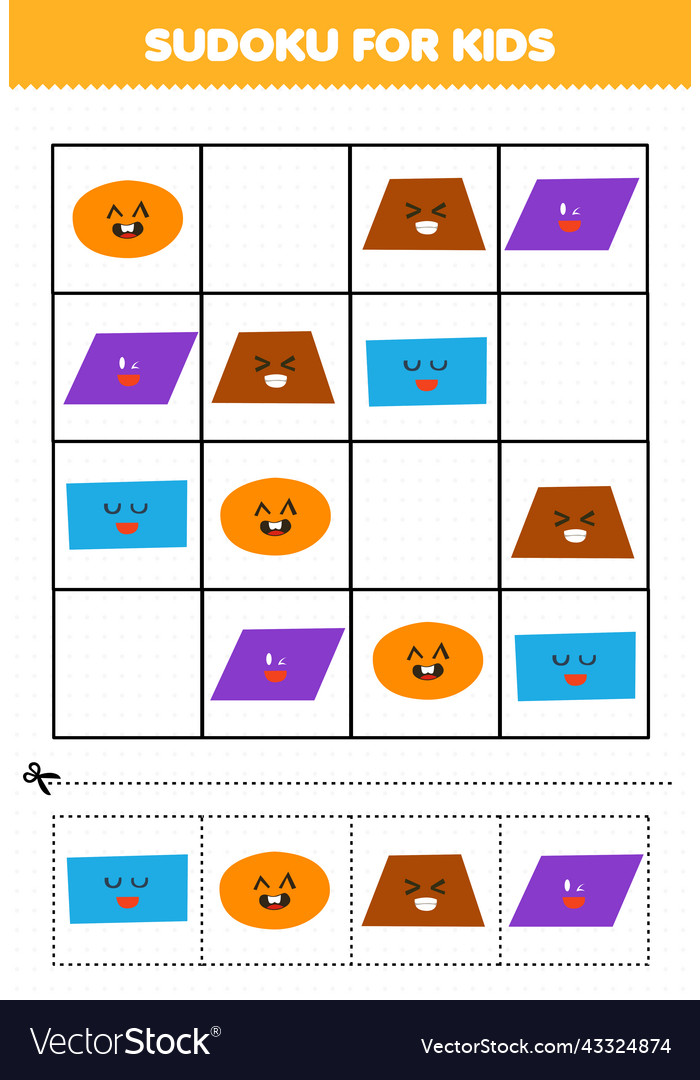 Education game for children sudoku kids Royalty Free Vector