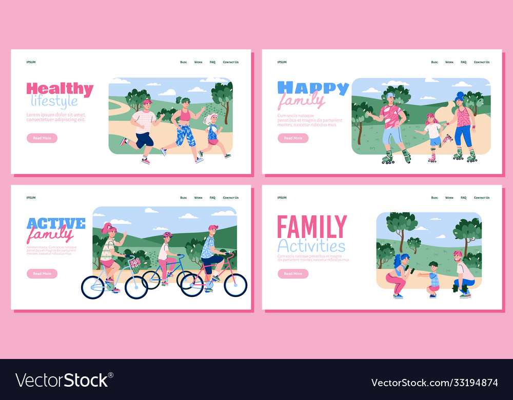 Familiensport-Banner-Set - Cartoon Personen