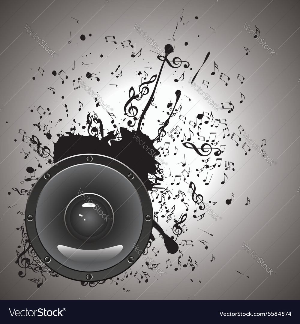 Music poster with audio speaker2 Royalty Free Vector Image