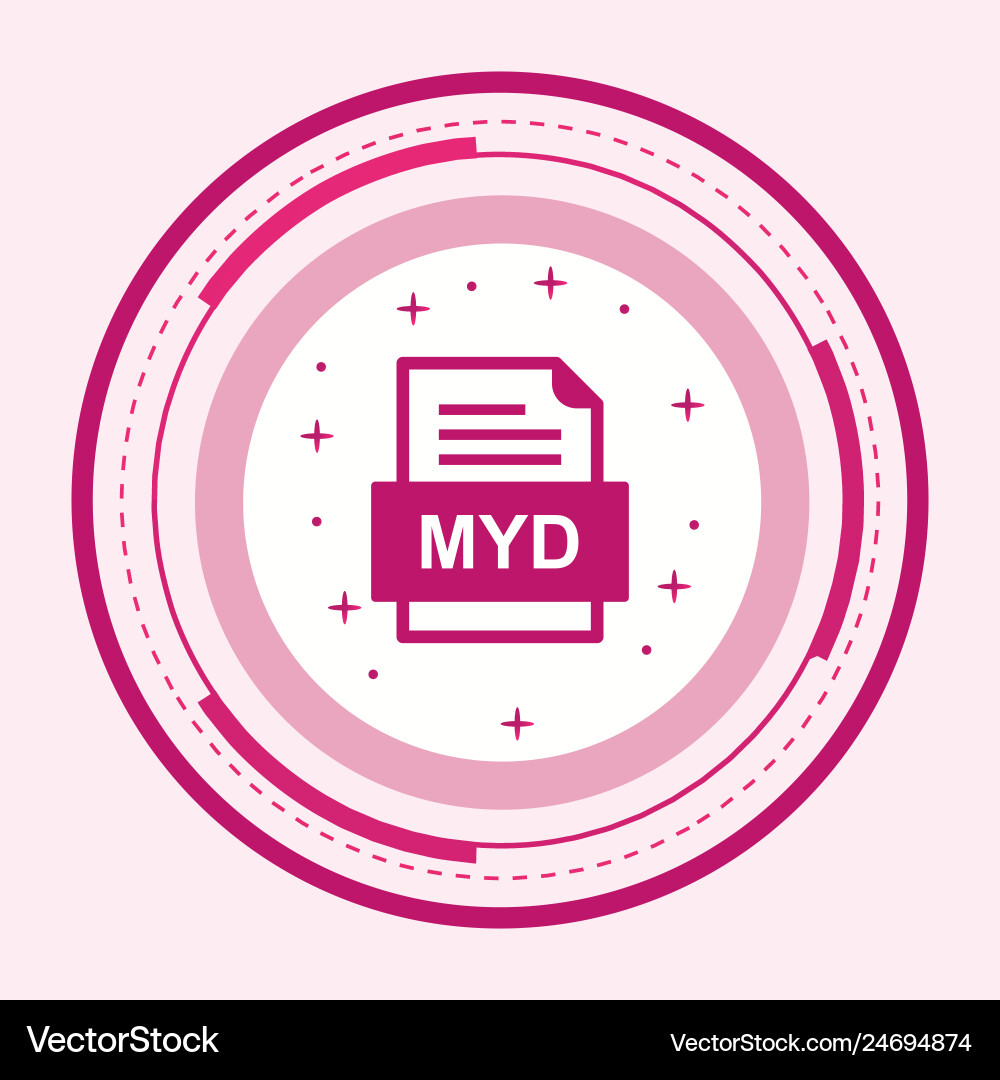 Myd file document icon Royalty Free Vector Image