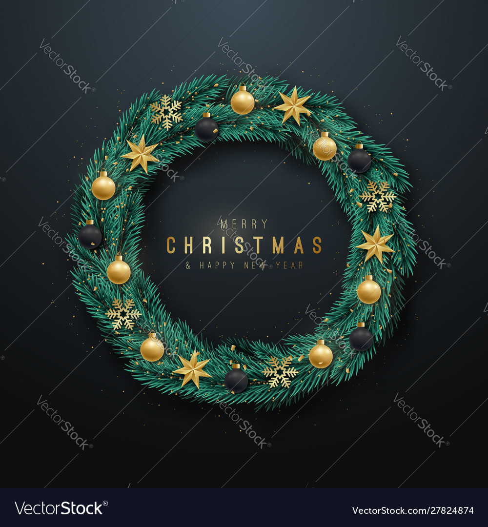 Realistic christmas wreath christmas pine Vector Image