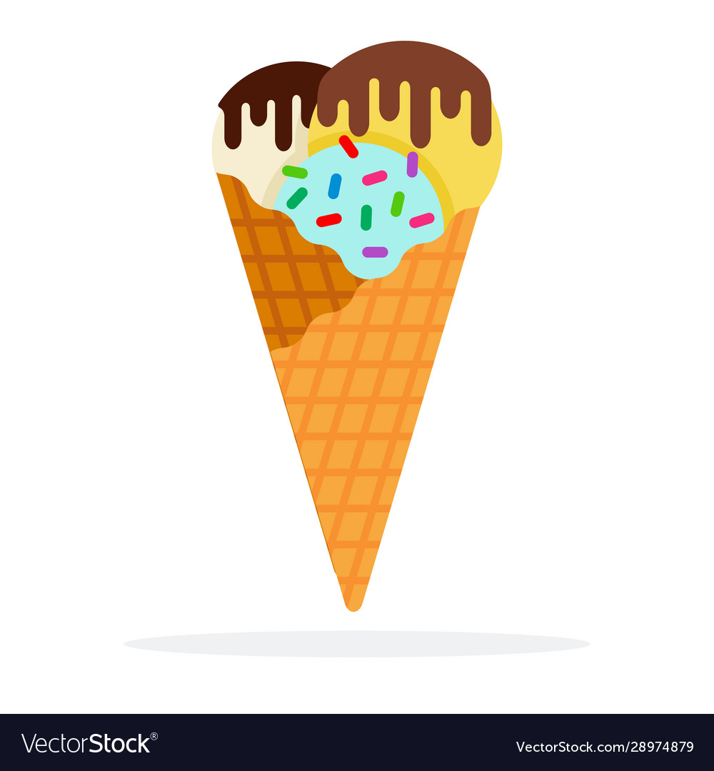 Balls Ice Cream In A Waffle Cone Royalty Free Vector Image