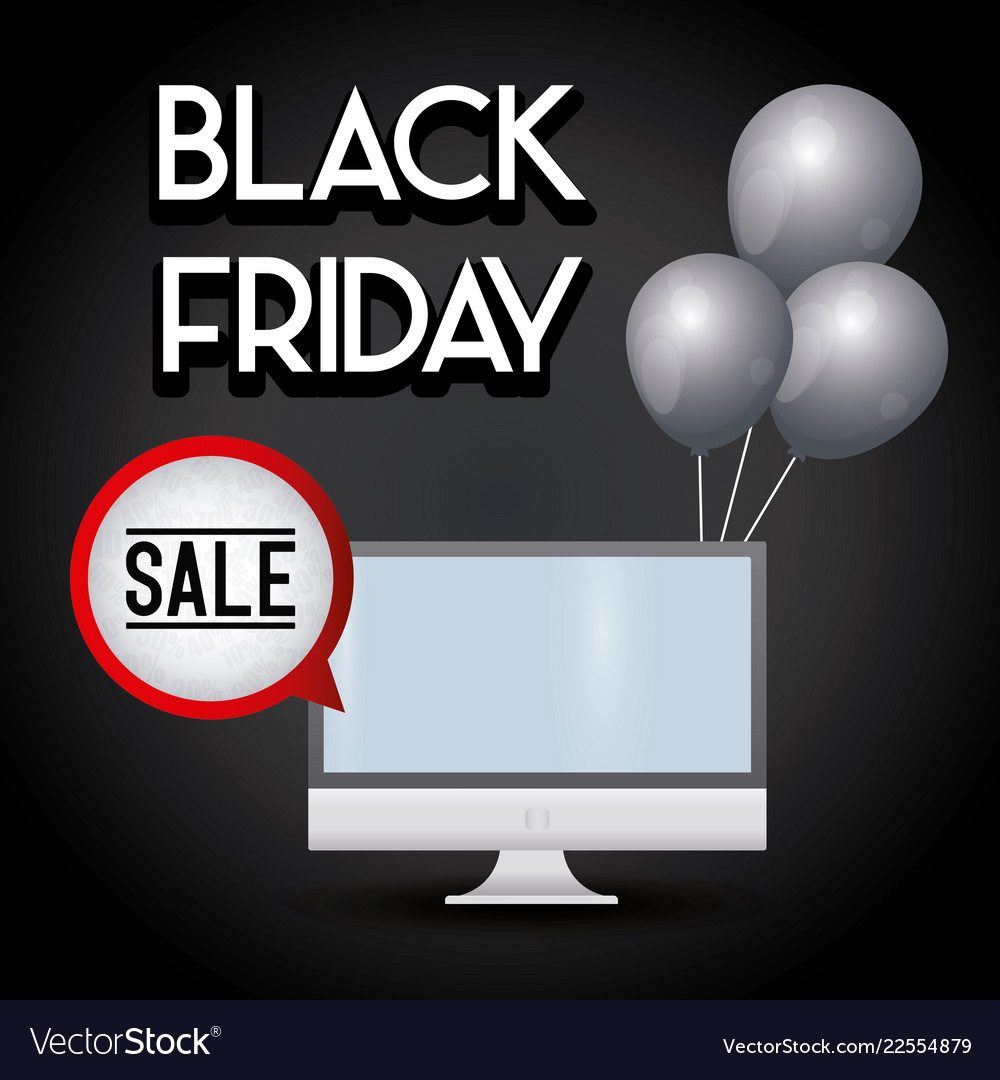 Black friday label with monitor computer