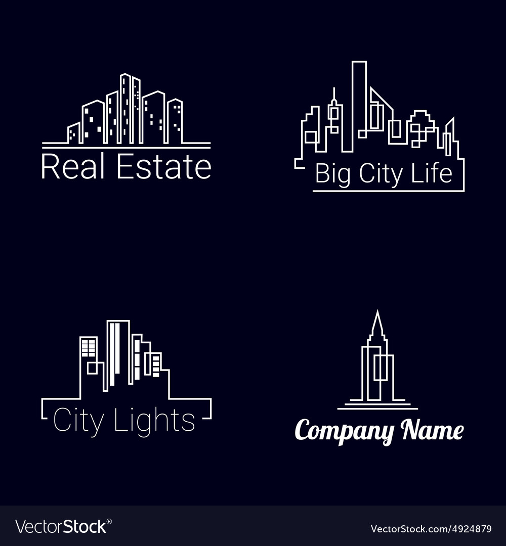 City buildings logo silhouette icons