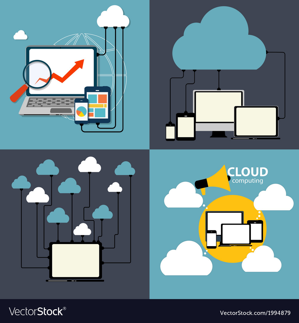 Cloud computing concept on different electronic