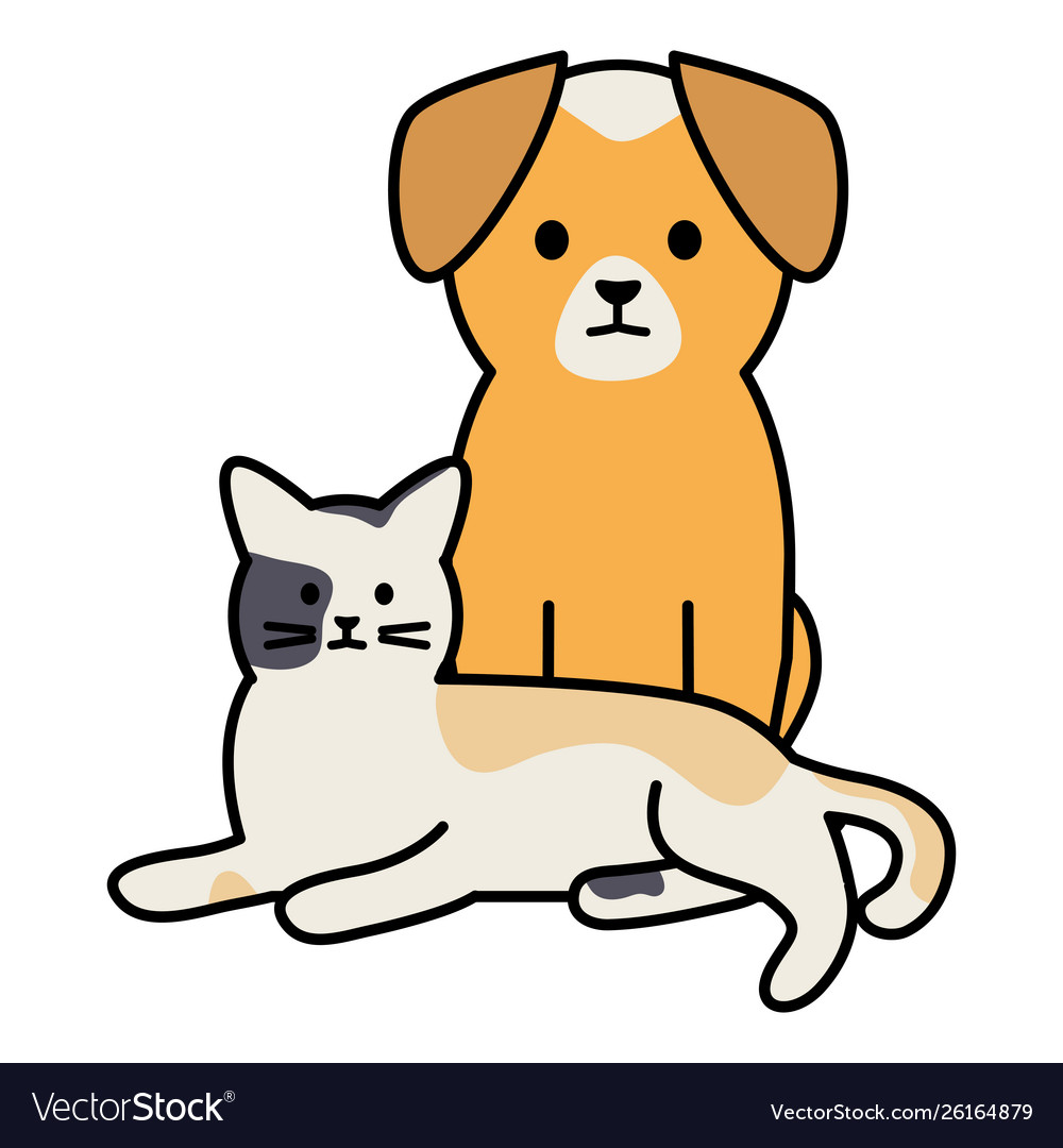 Cute cat and dog mascots adorables characters Vector Image