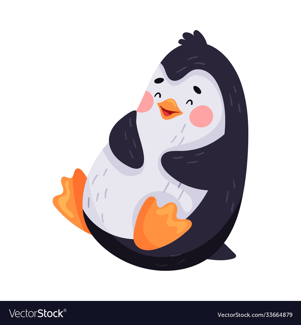 Cute penguin with red cheeks laughing Royalty Free Vector