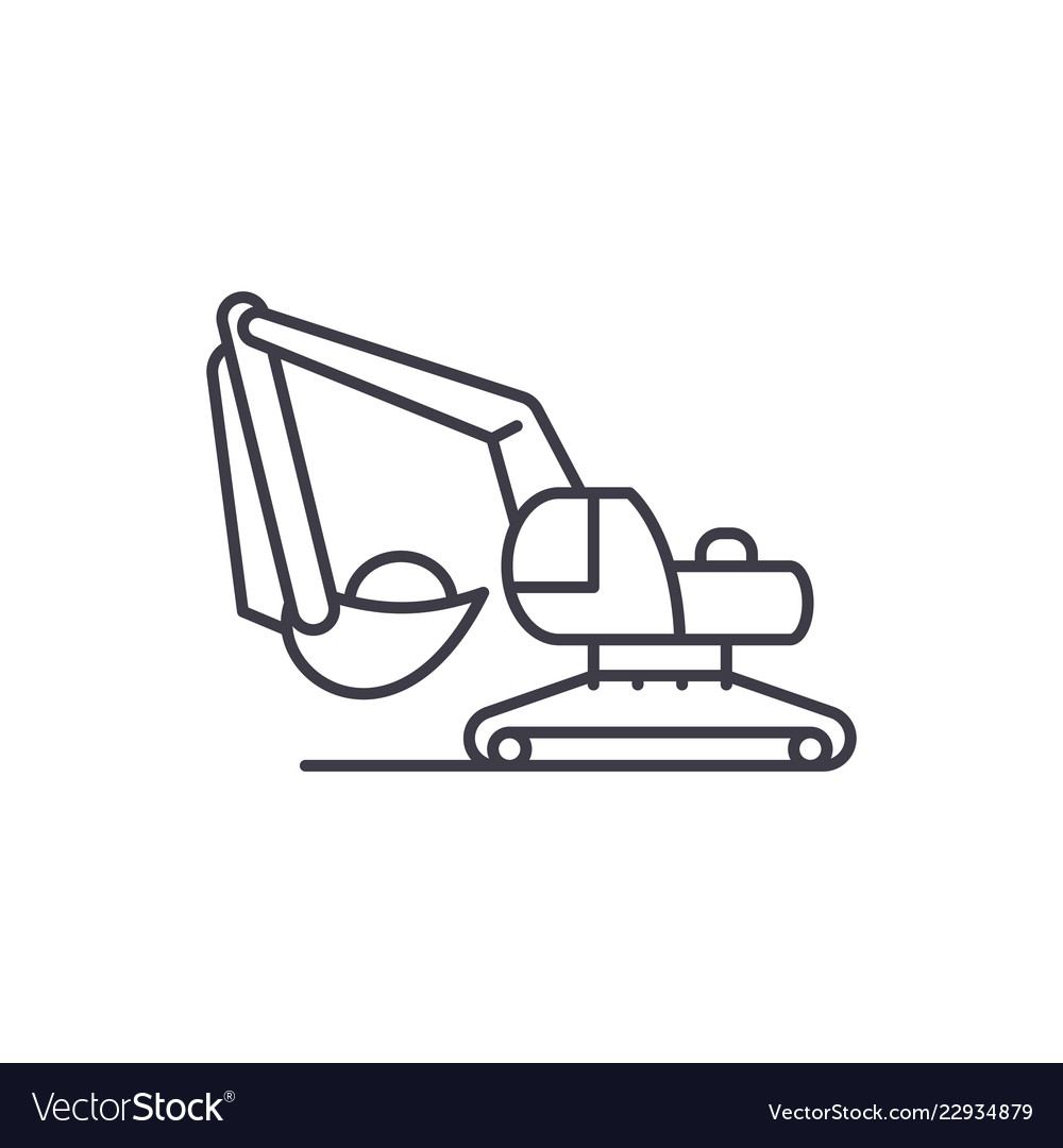 Excavator arbeitet Linie Icon Konzept