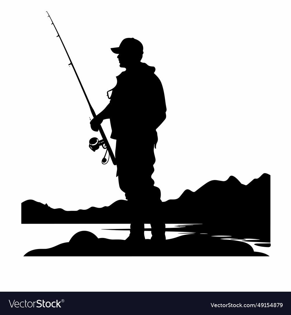 Fisherman black icon on white background Vector Image