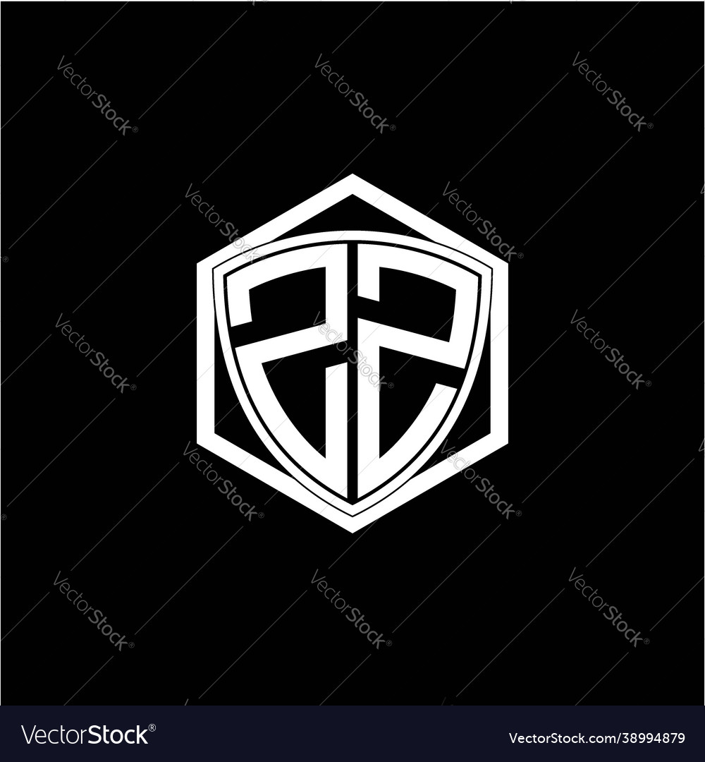 Initial letter z shield with hexagon frame