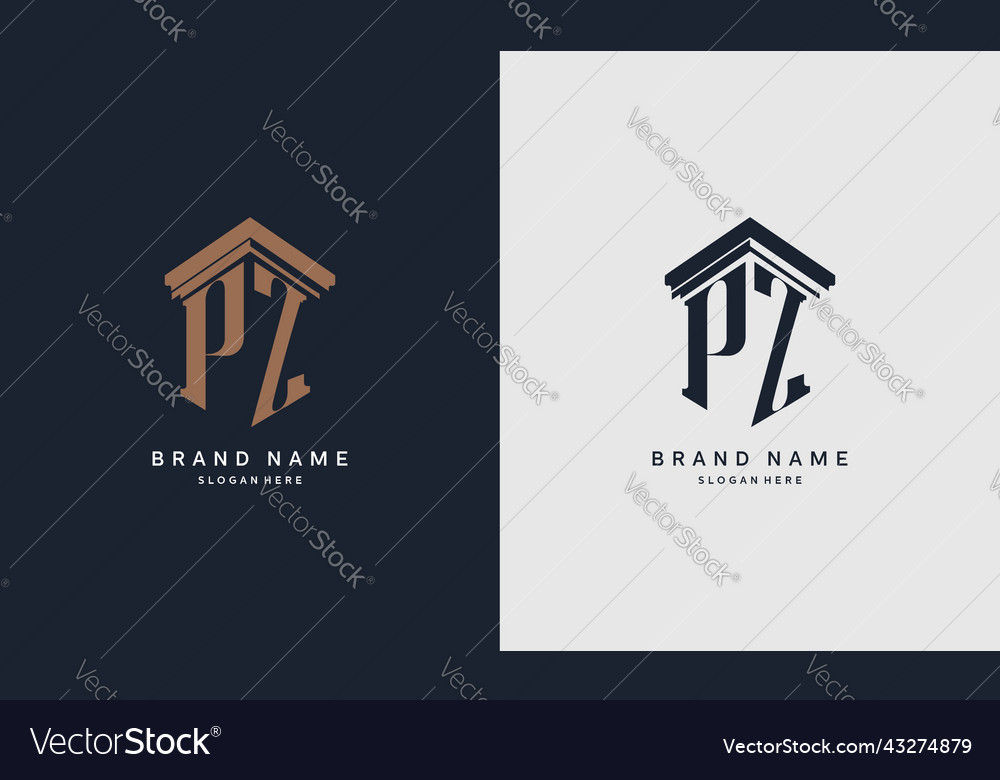 Initials pz logo with pillar element best for law