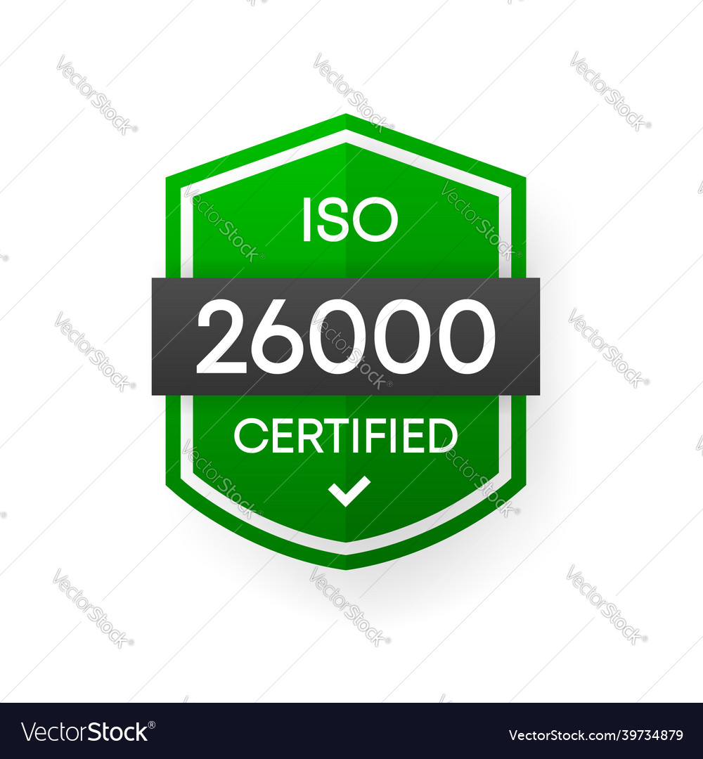 Iso 26000 certified green banner flat