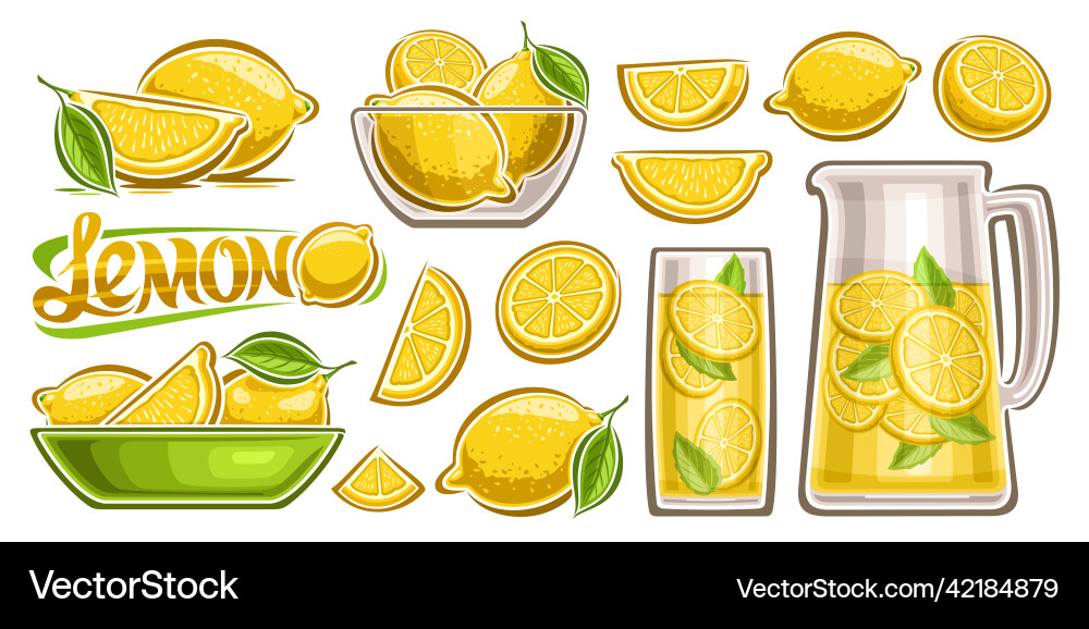 Lemon set Royalty Free Vector Image - VectorStock