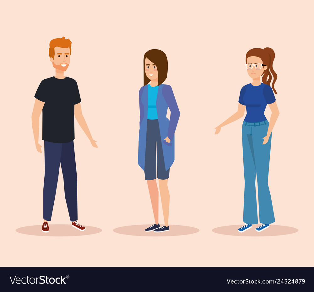 Man and women with casual elegant clothes Vector Image