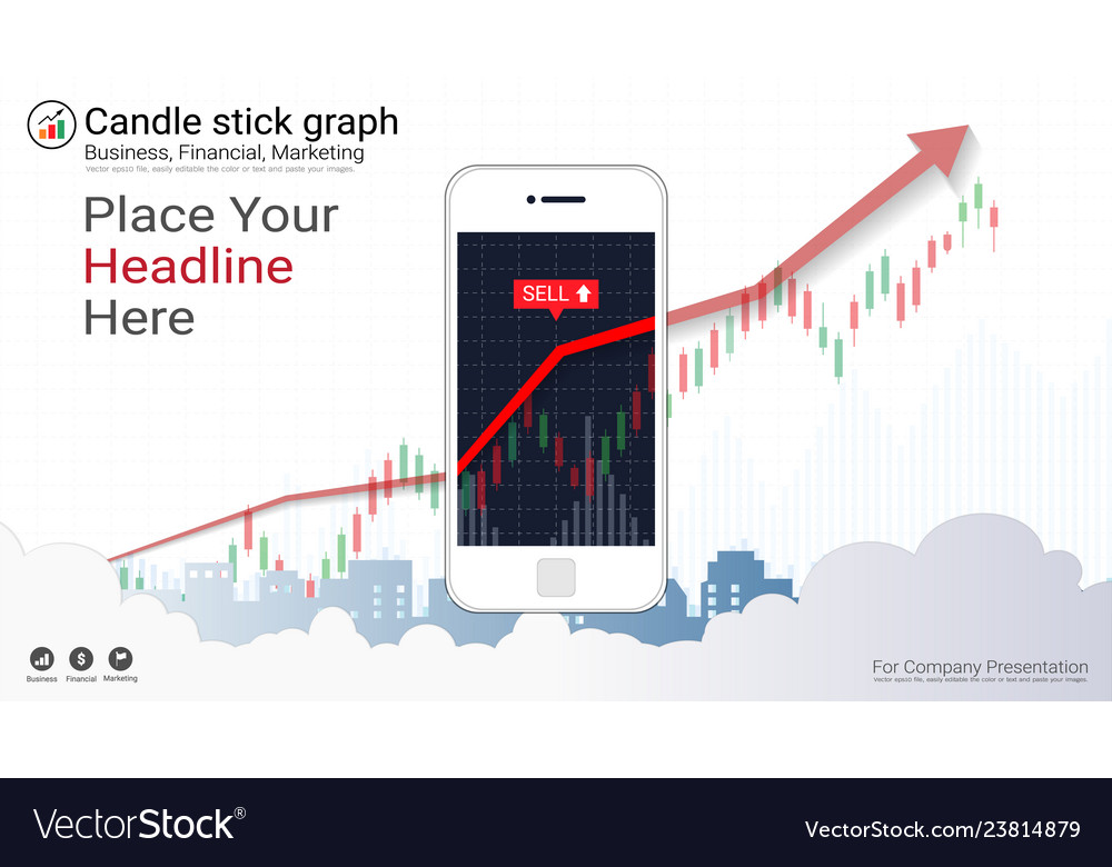 Mobile stock trading concept with candlestick