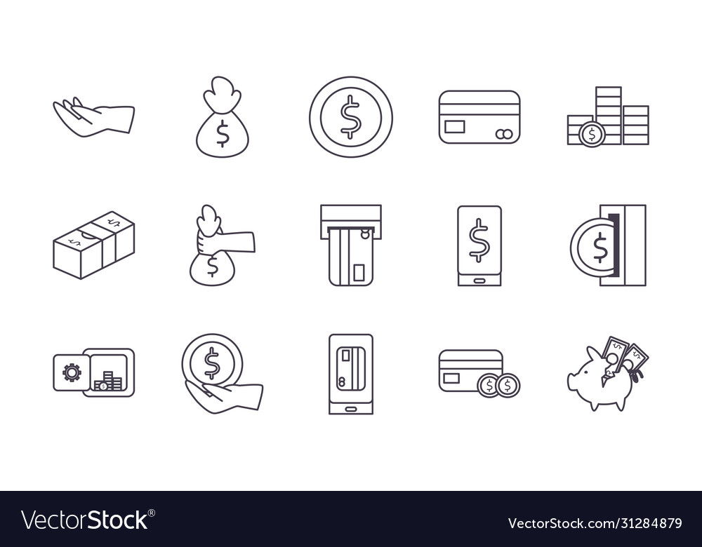 Money line style icon set design