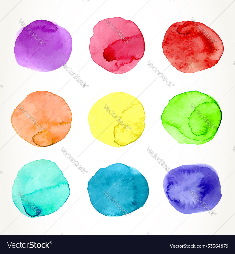 Rainbow watercolor circles vector image Rainbow watercolor circles