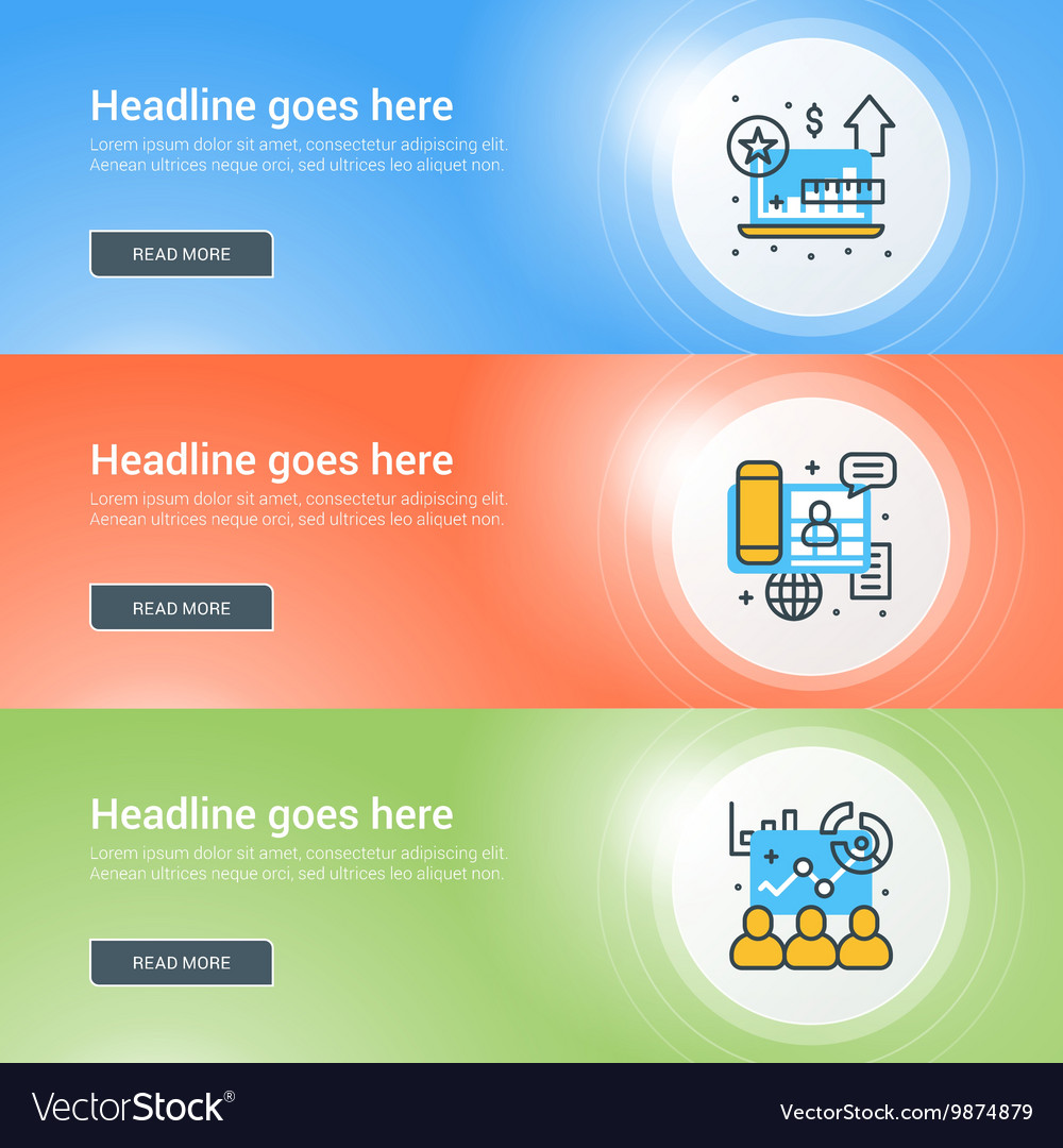 set of flat line business website banner templates website banner templates