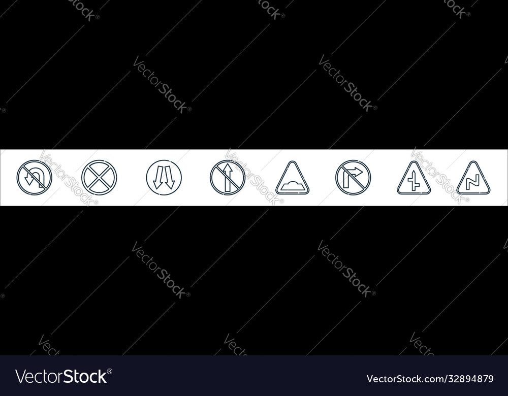 Signaling line icons linear set quality vector image Signaling line icons linear set quality