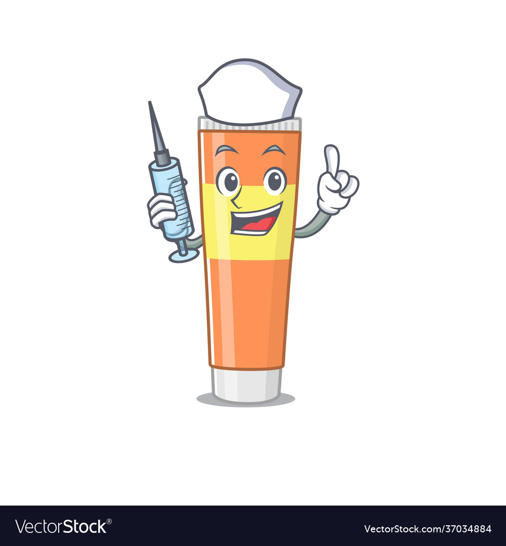 A dedicate toothpaste nurse mascot with syringe