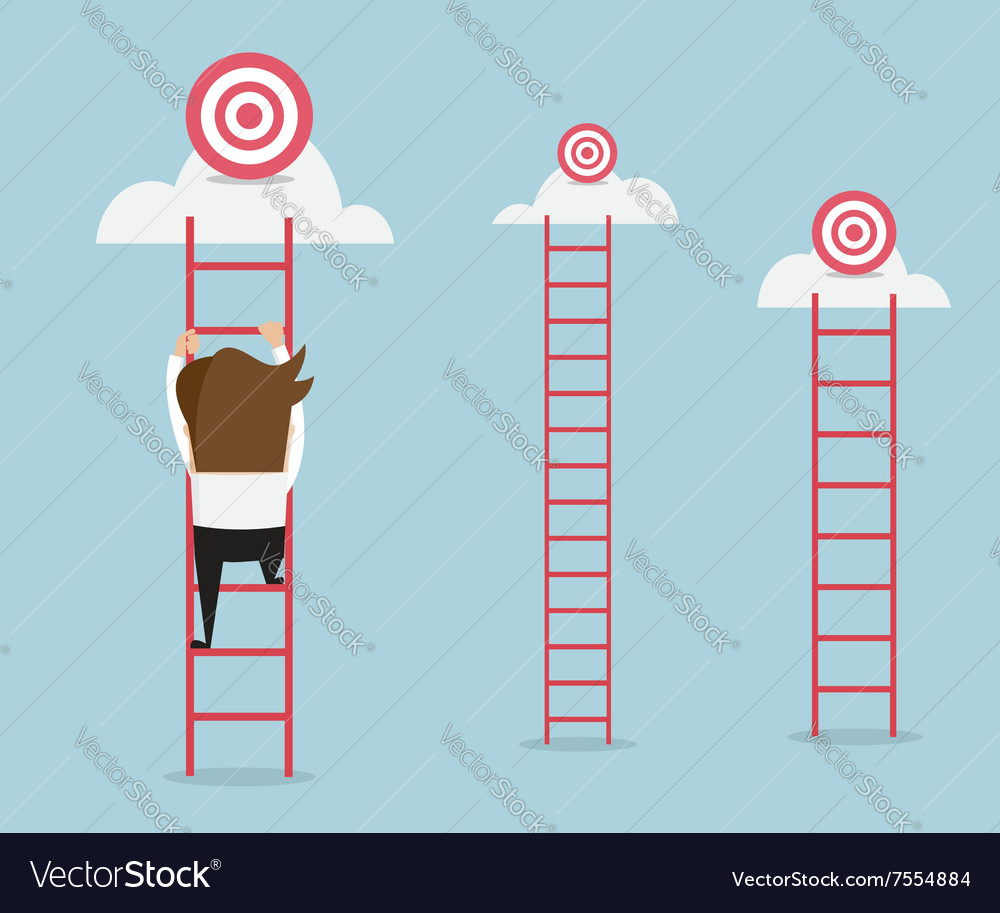 Businessman climbing the ladder for target Vector Image