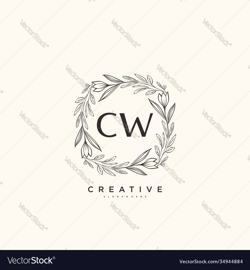 Cw beauty initial logo art handwriting