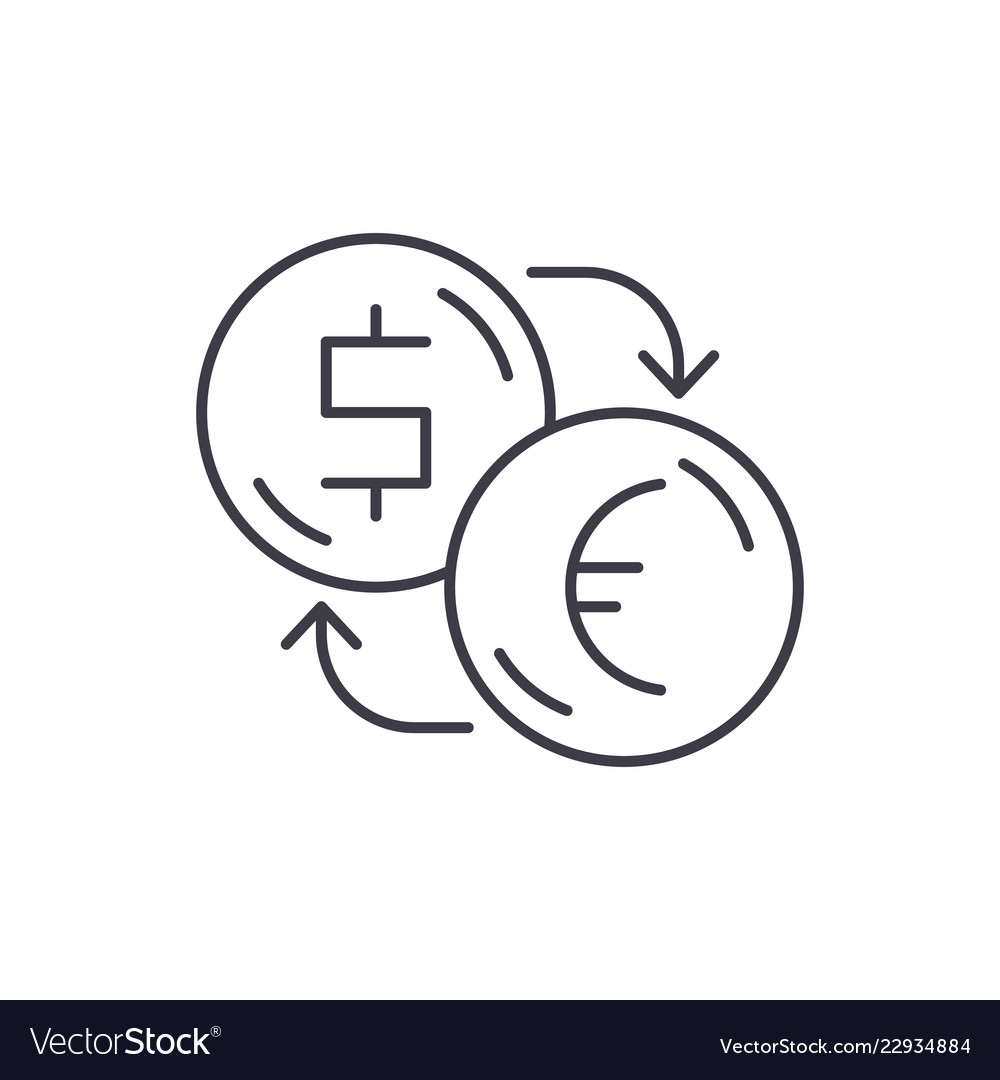 Exchange Of Dollars For Euros Line Icon Concept Vector Image