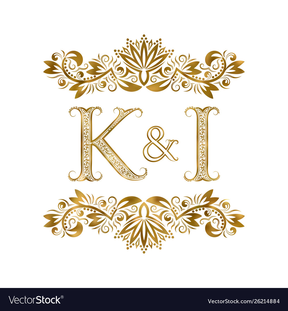 K and i vintage initials logo symbol letters