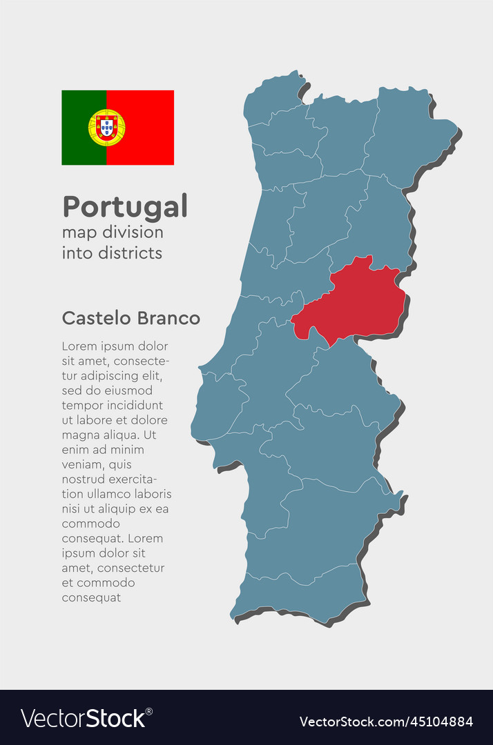 Districts Map of Portugal stock vector. Illustration of border