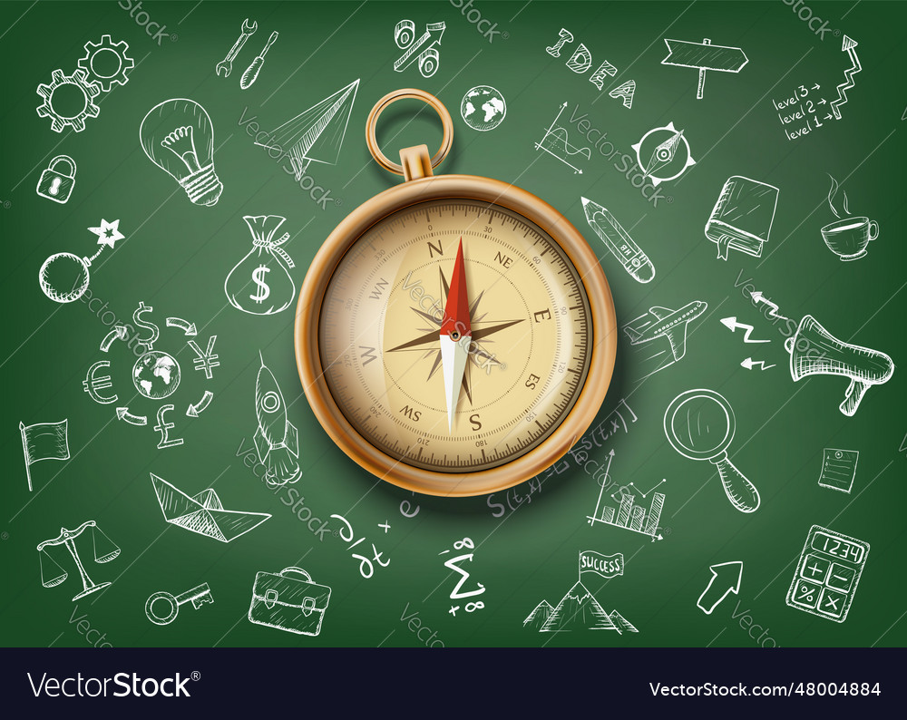 Navigational Compass On A School Board Royalty Free Vector