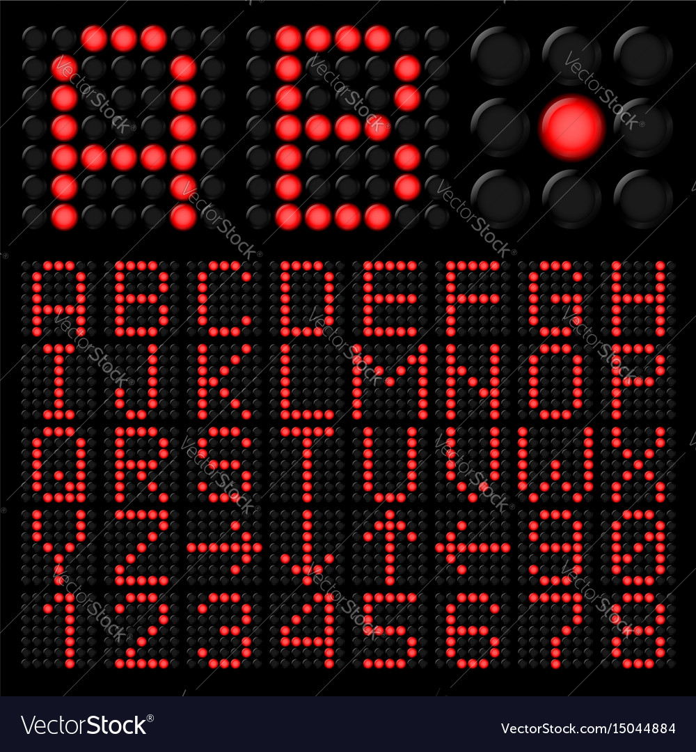 Red digital alphabetic and numeric characters