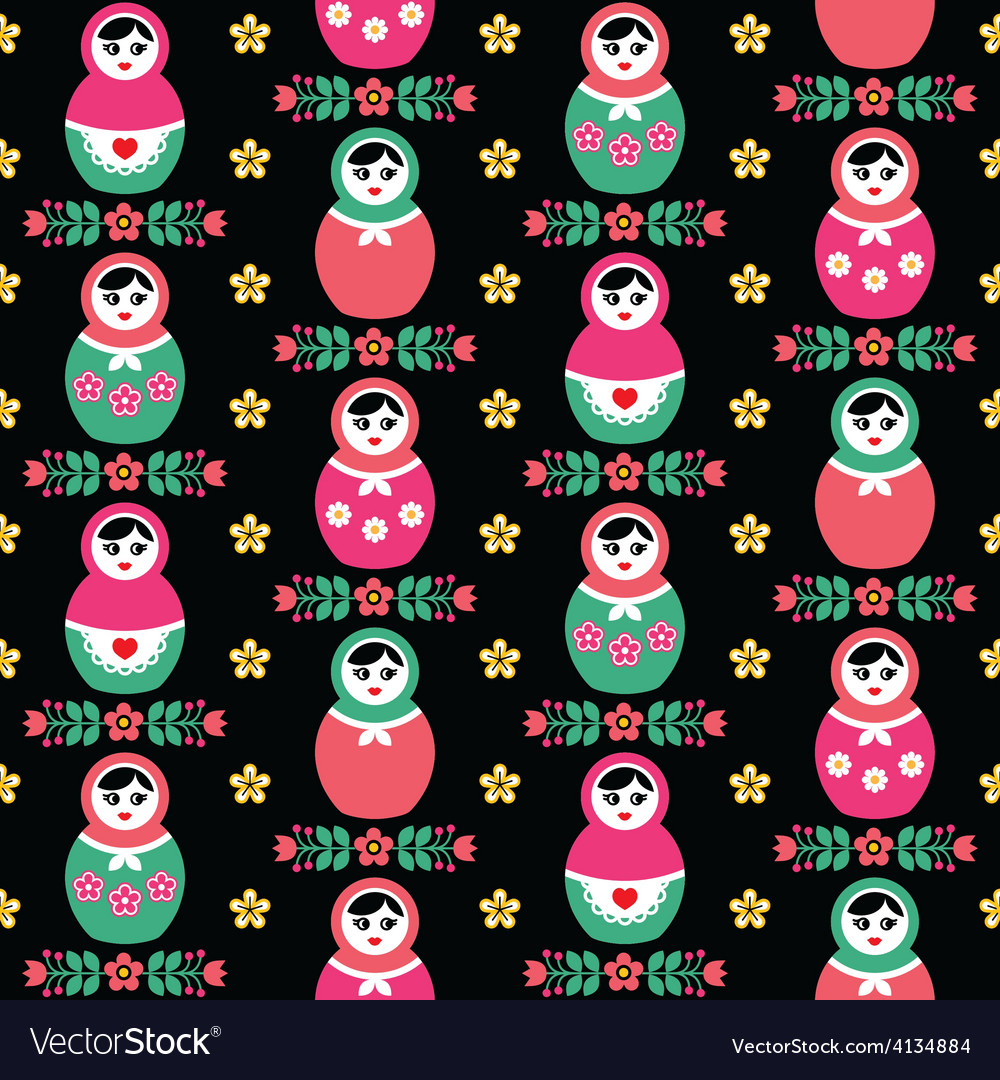 Russian doll matryoshka folk seamless pattern Vector Image