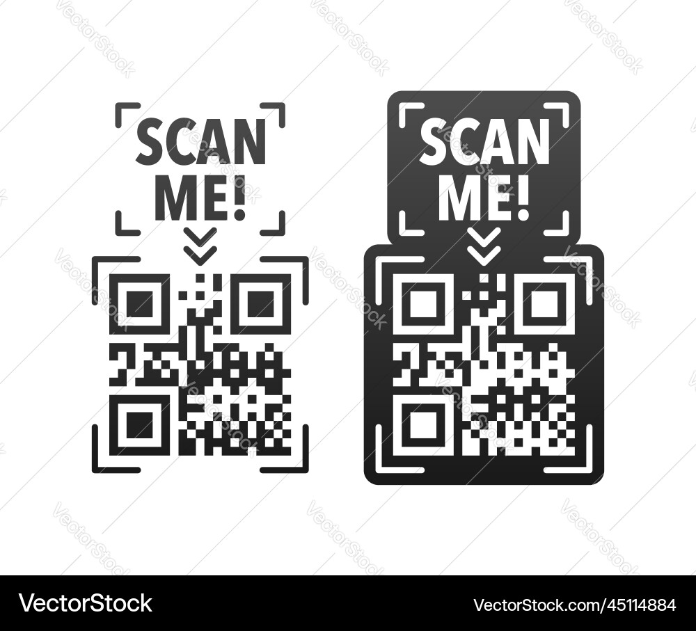 Scan me icon with qr code inscription me qr Vector Image