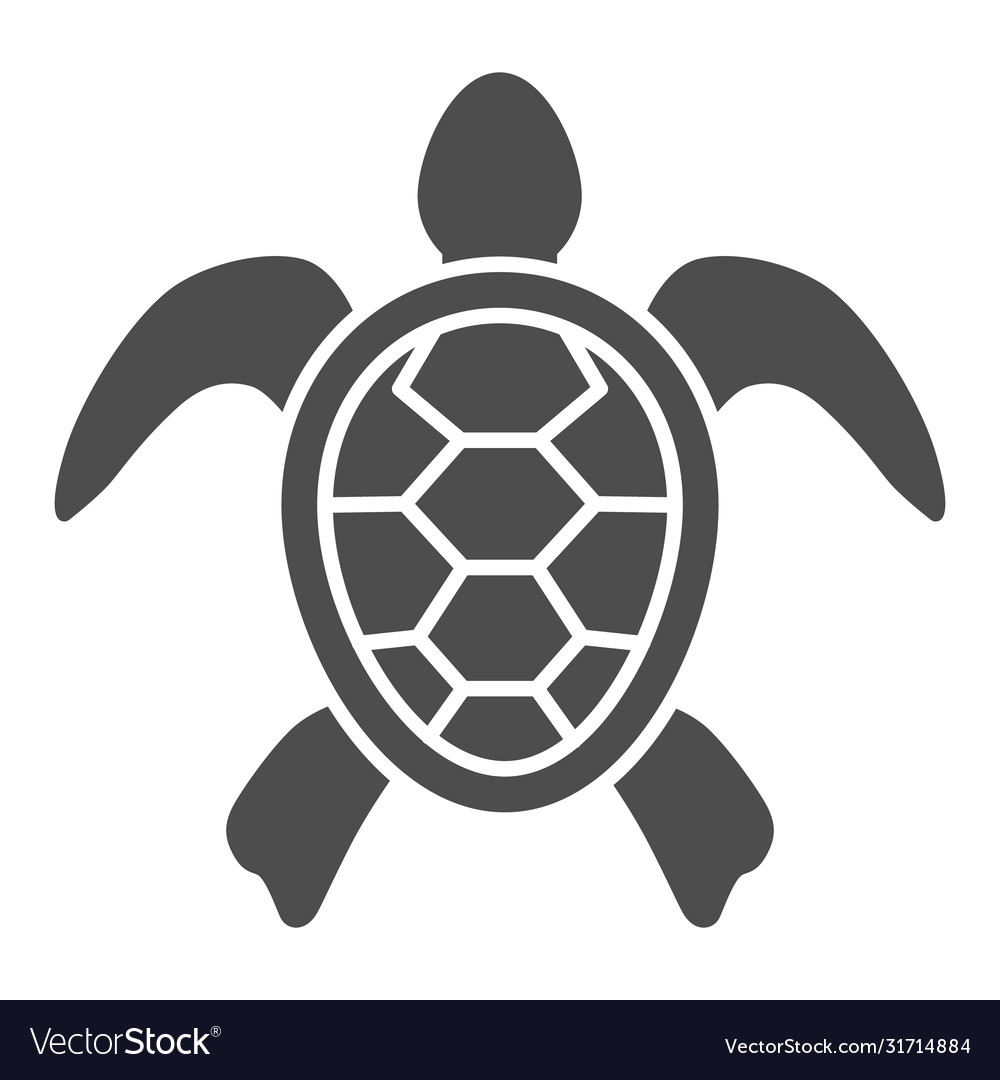 Sea Turtle Solid Icon Ocean Animals Concept Vector Image