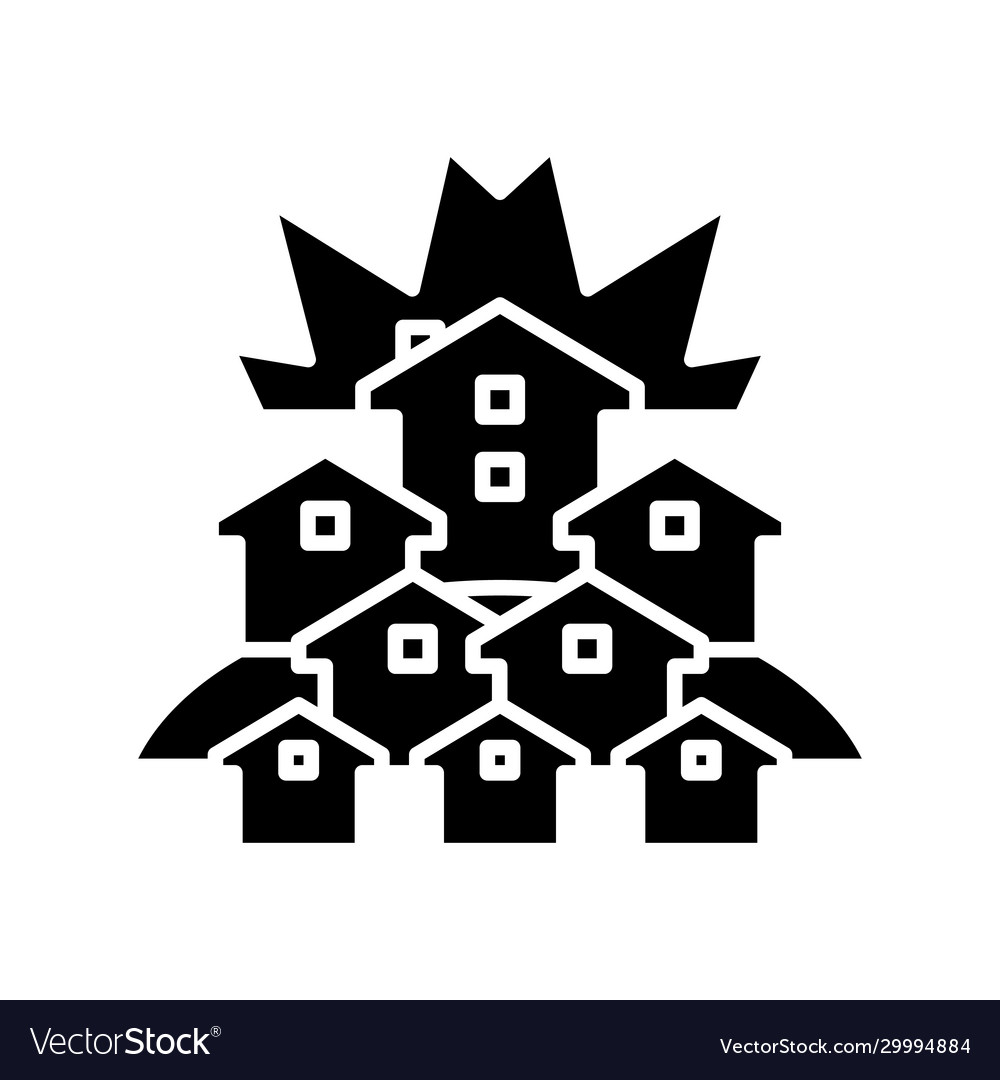 Small Town Black Icon Concept Royalty Free Vector Image