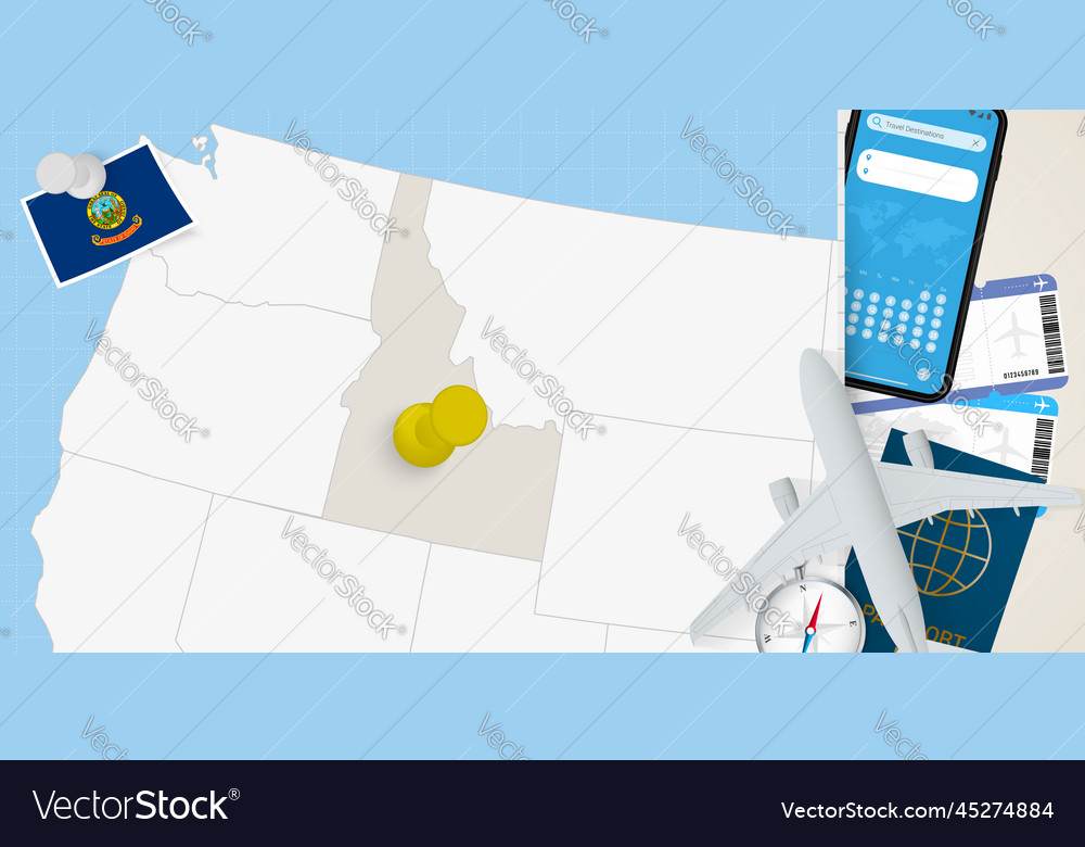 Travel to idaho concept map with pin