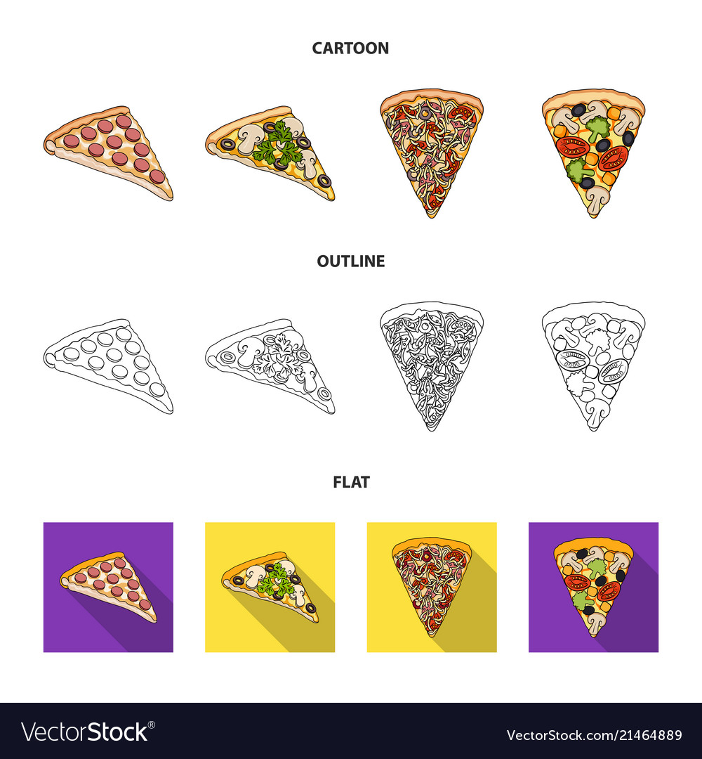 A slice of pizza with different ingredients Vector Image