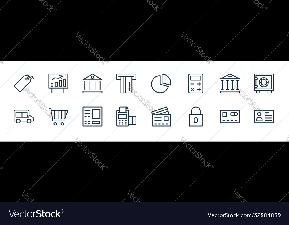 Banking and finance line icons linear set quality vector image Banking and finance line icons linear set quality