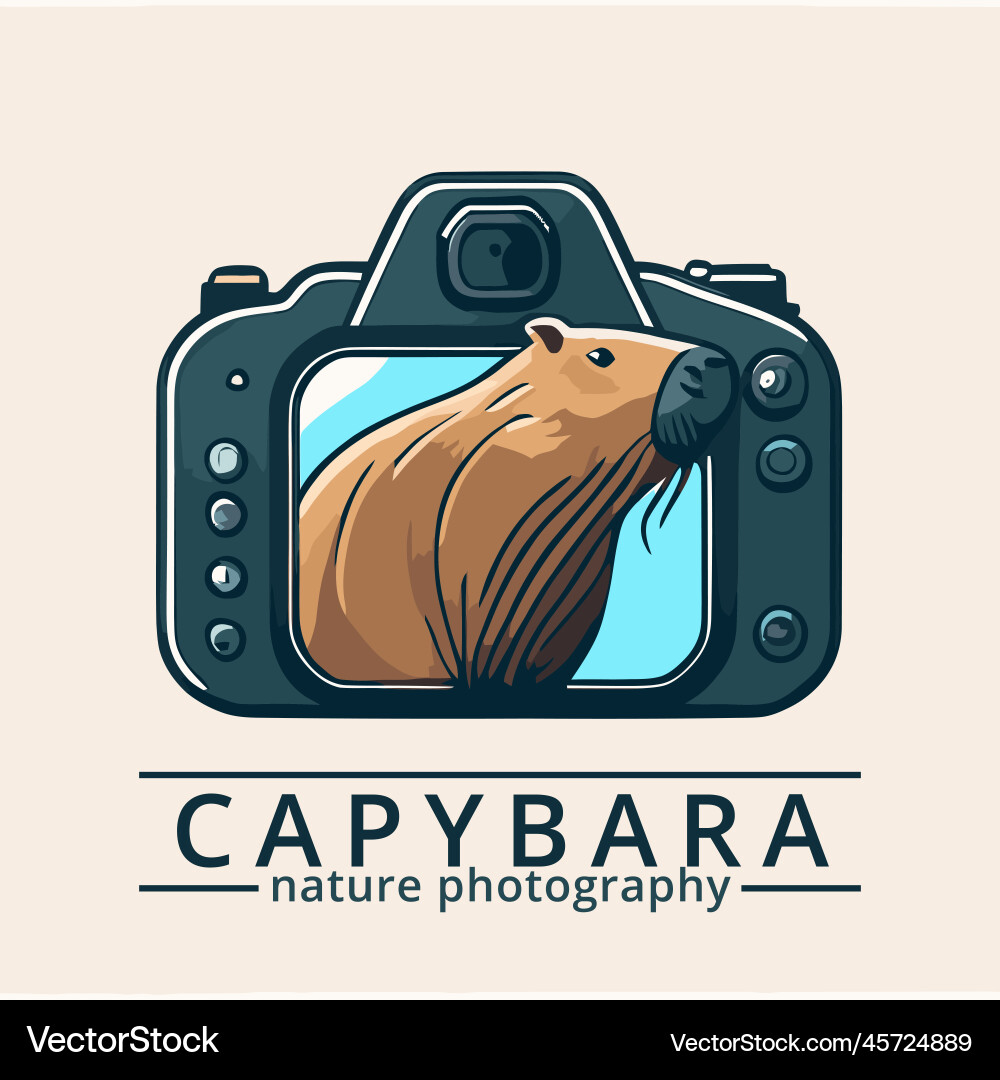 Capybara emerging from a camera screen Royalty Free Vector