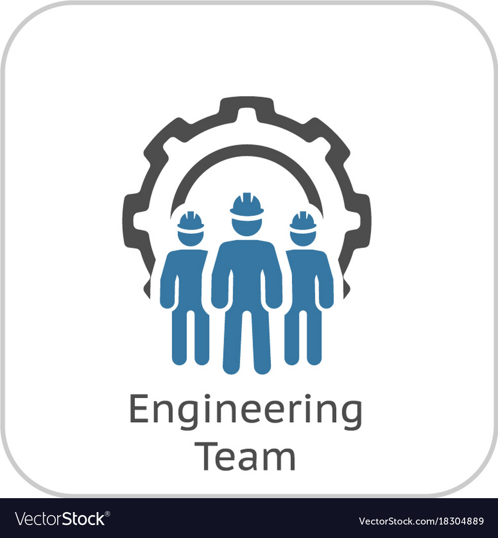 Engineering team icon three men and cog wheel Vector Image