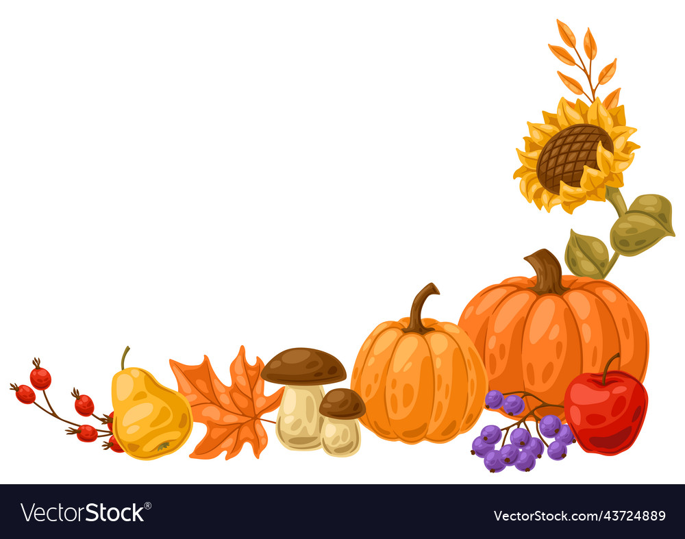 Frame with autumn plants harvest Royalty Free Vector Image